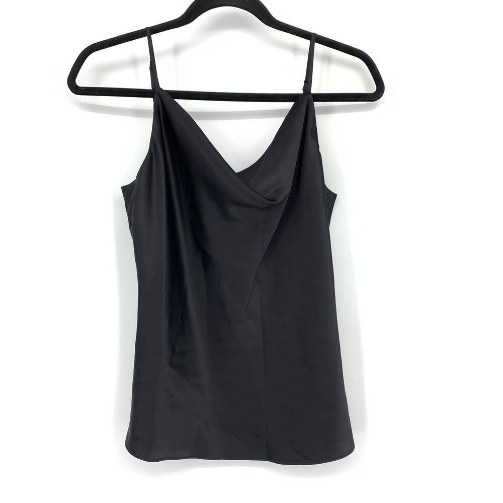 L'AGENCE Calista Silk Camisole Top Womens XS T Black Cowl Neck Adjustable Straps
